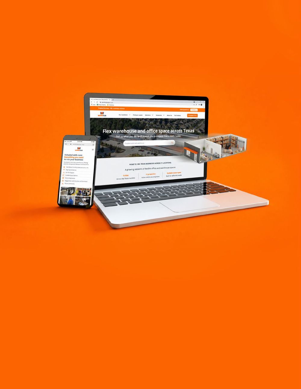 WorkHub website on laptop and phone